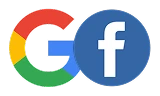 Logos of Google and Facebook representing digital presence and social media engagement for La Clinica Dental.